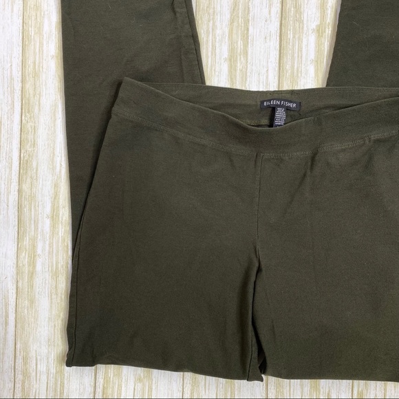 Eileen Fisher Dark Green Stretchy Pull On Cropped Pants - Picture 2 of 5